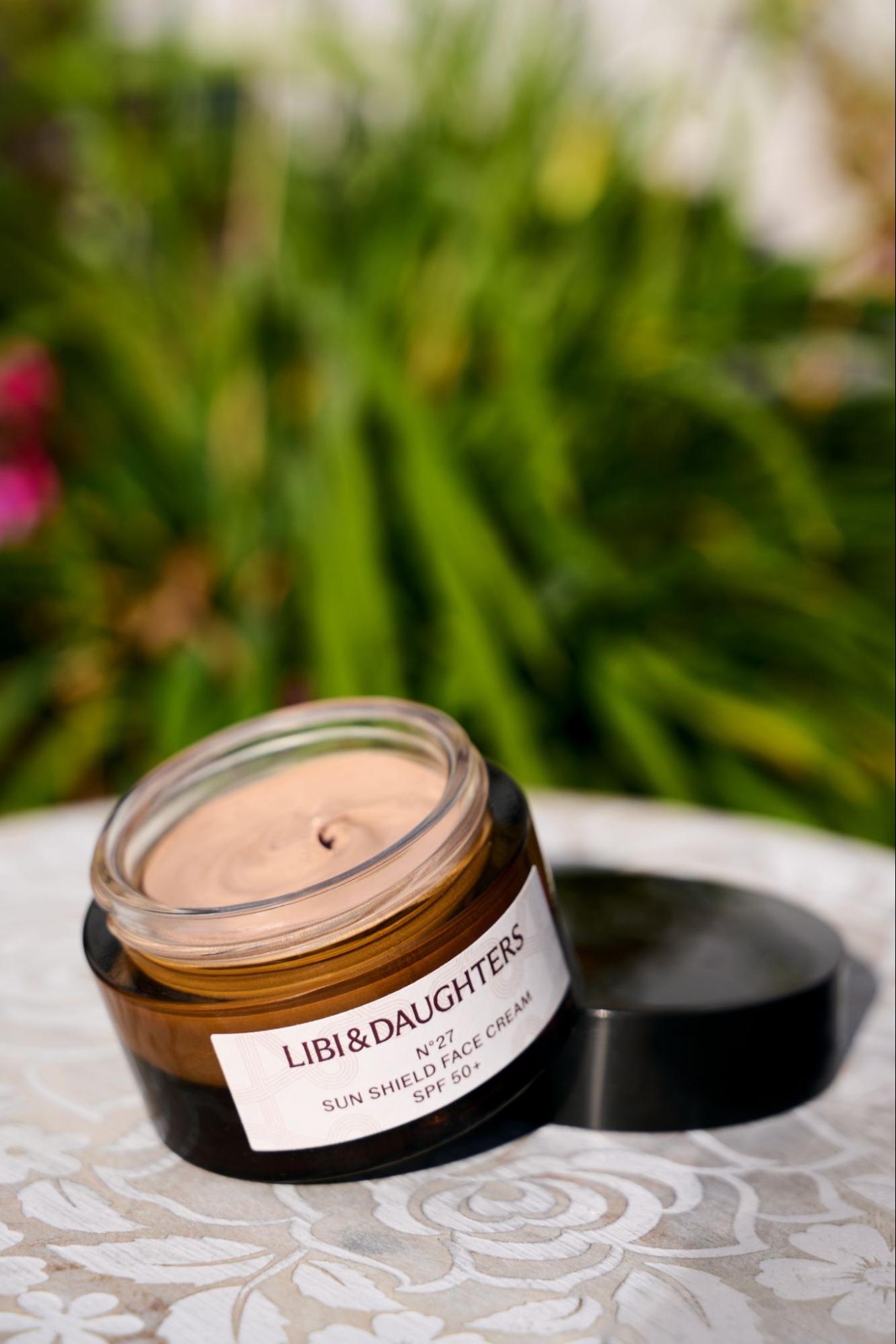 An open jar of Libi & Daughters No 27 Sun Shield Face Cream SPF 50+